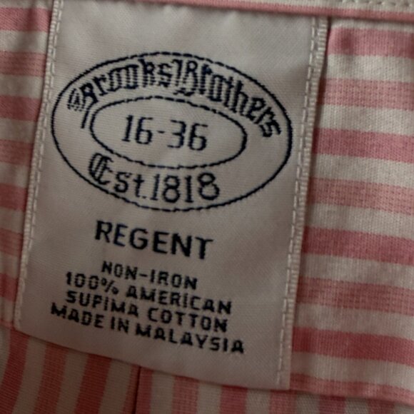 Brooks Brothers Pink 16 36 Cotton Striped Non-Iron Regent Men Shirt Long Sleeve - Picture 12 of 16